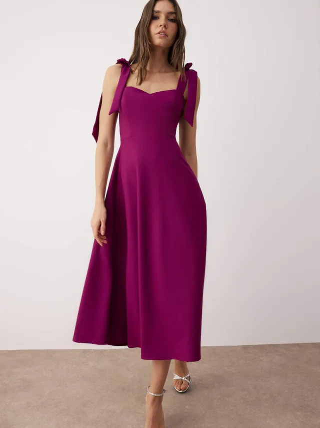 Trendyol TRENDYOLMİLLA Dames Paars Effen Maxi Mouwloos Stijlvol/Avond Skater Jurken Rood