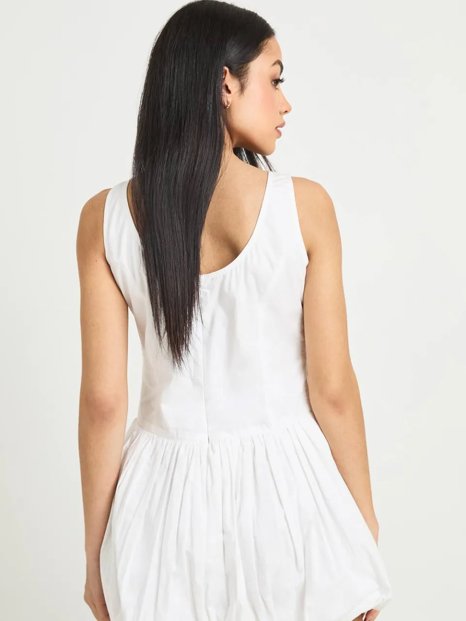 boohoo Dames Katoenen Popeline Mini-jurk Met Ballonzoom En Racerback wit, foto 2