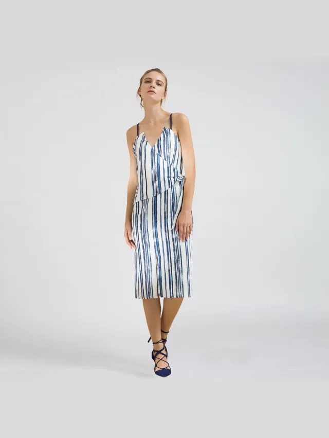 Smart & Joy Stripe print wrap effect -jurk Blauw