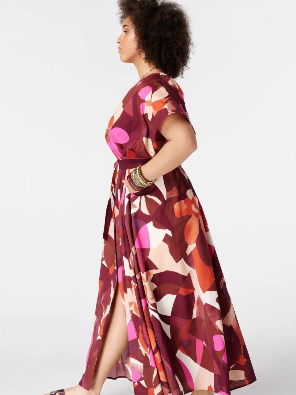 MS Mode jurk met ceintuur, Plus Size en print - meerkleurig multi orange, foto 4
