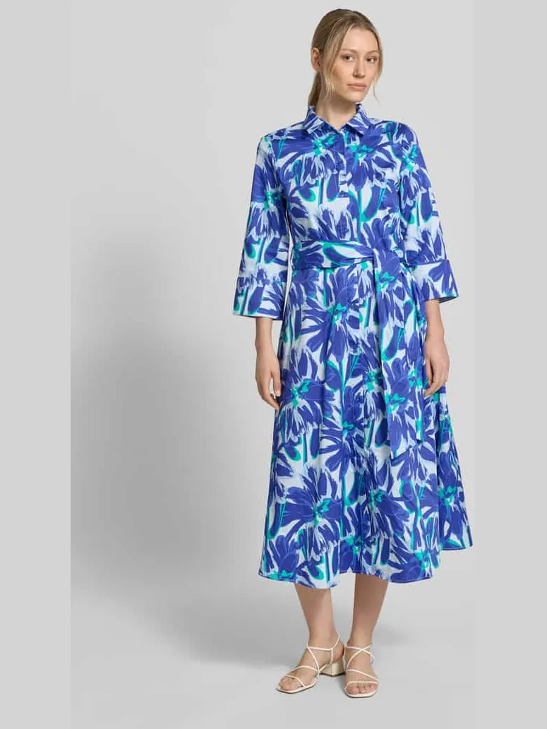 Christian Berg Woman overhemdjurk met strikceintuur Blauw