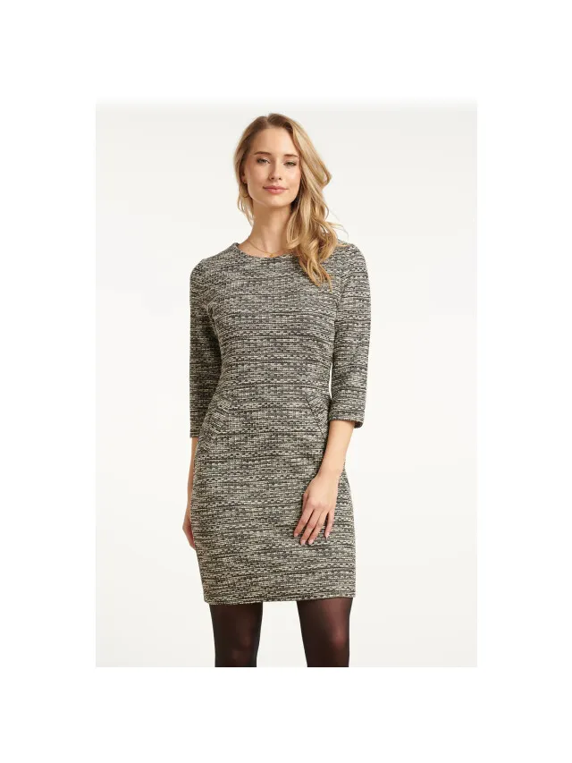 Smashed Lemon Zwart wit tweed jurk