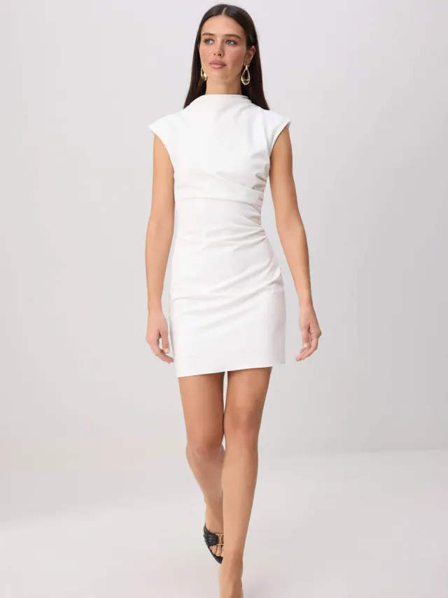 Trendyol TRENDYOLMİLLA Dames Ecru Effen Kort / Mini Mouwloos Bodycon Jurken
