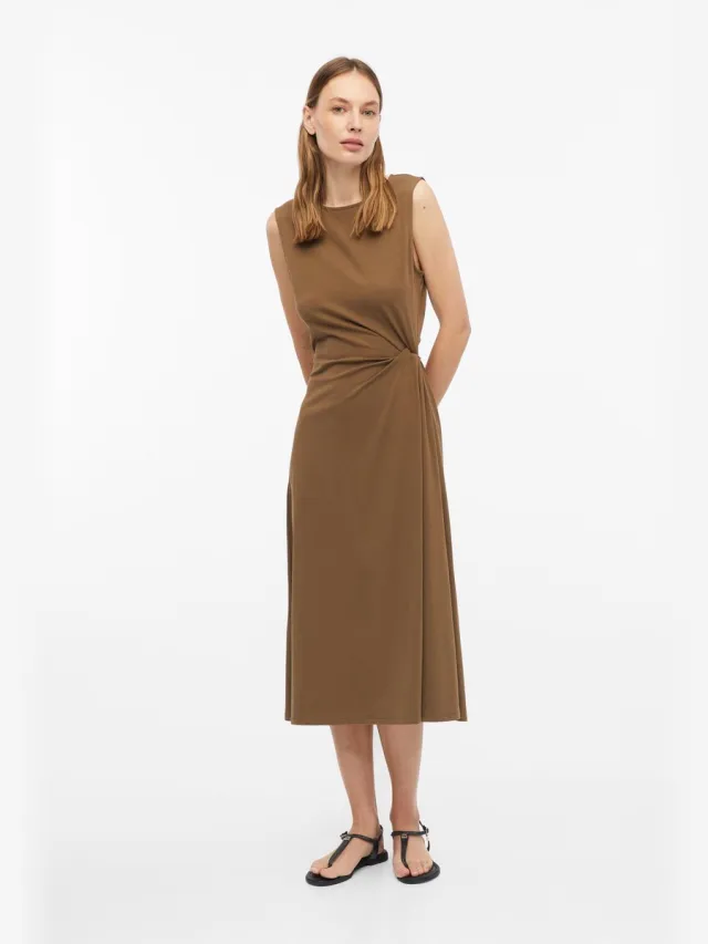 S.Oliver female - Jerseyjurk met drapering in de taille bruin