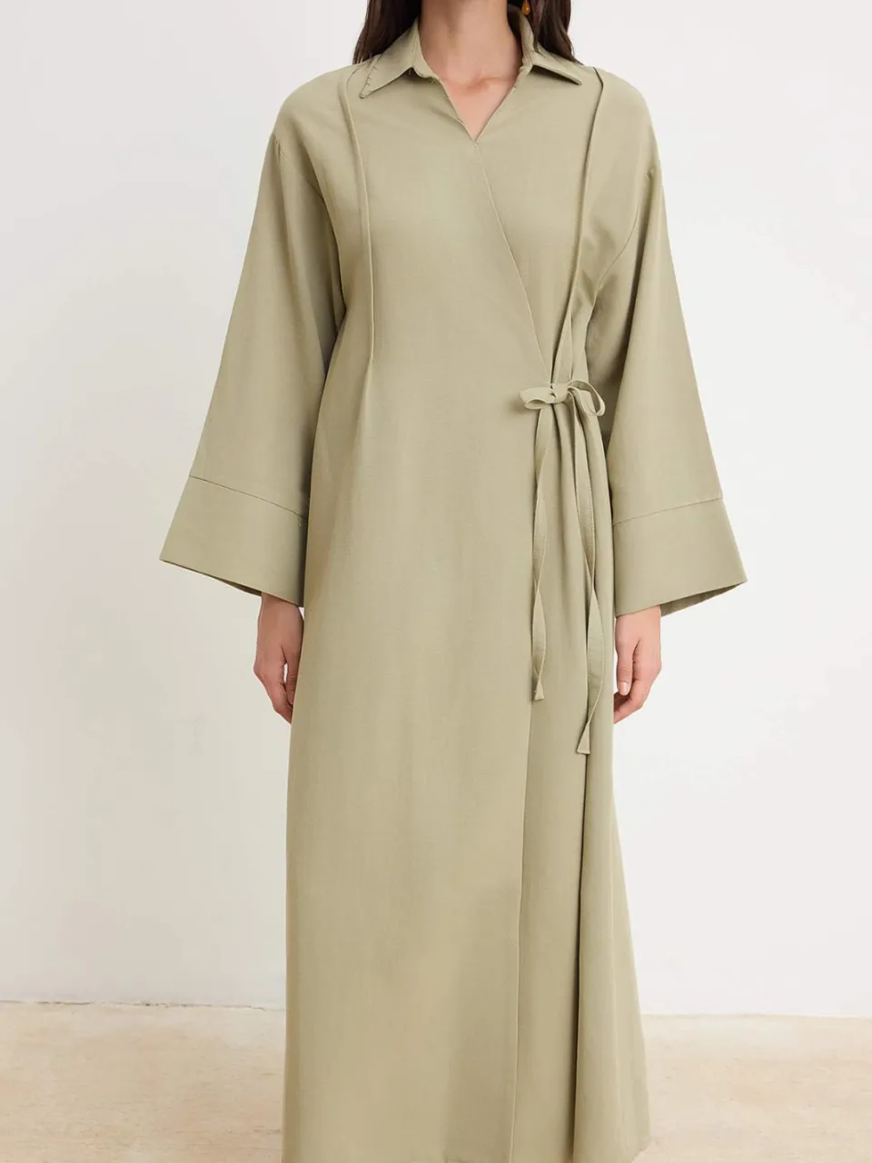 Trendyol Modest Dames Groen Effen Maxi Lang Recht Modest Jurken, foto 2