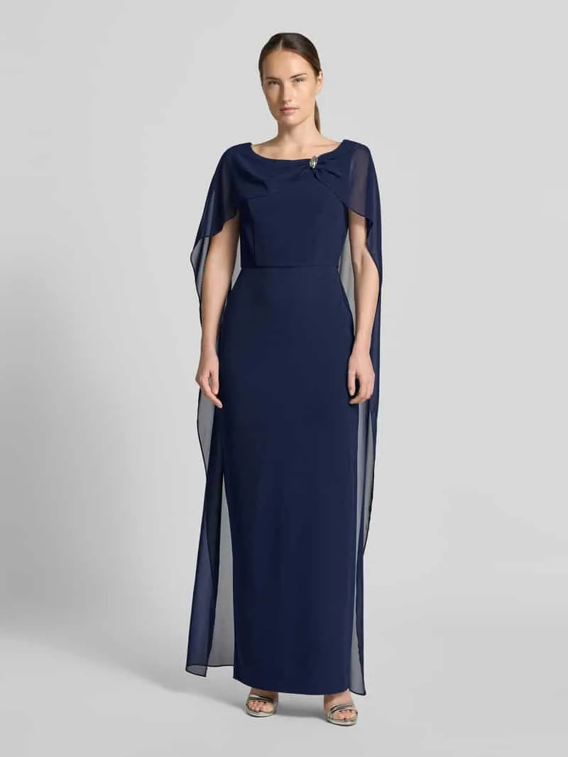 Swing Avondjurk met afneembare cape Donkerblauw