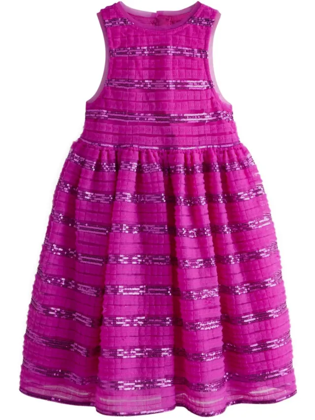 Next Meisjes - Feestjurk met lovertjes en ruches - Paars Pink
