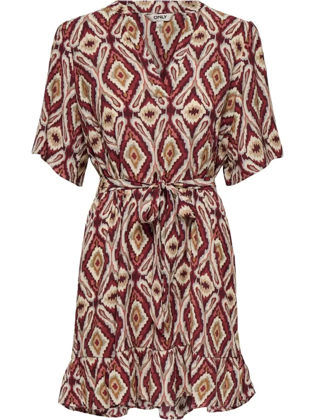 Only OLMANTONIA MIKASI S/S SHORT DRESS WVN - Dames - Mini jurken Brick Red