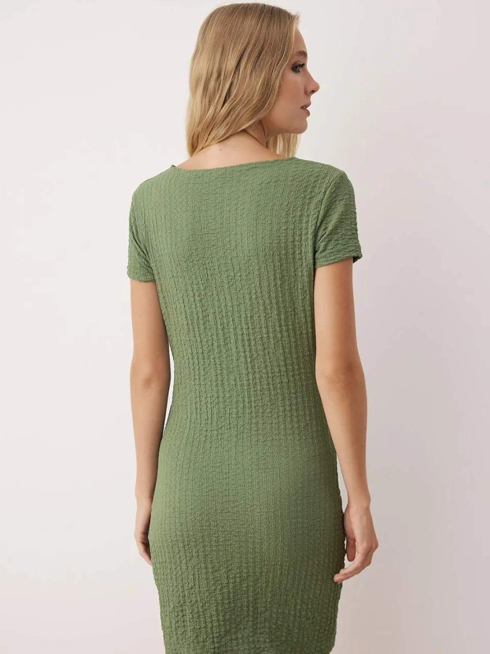 Trendyol TRENDYOLMİLLA Dames Kaki Effen Kort / Mini Kort Casual Bodycon Jurken, foto 2