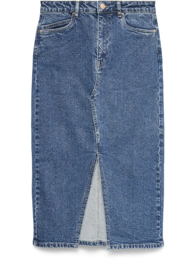 Vero Moda Denim rok VMVERI High waist Lange rok Medium Blue Denim