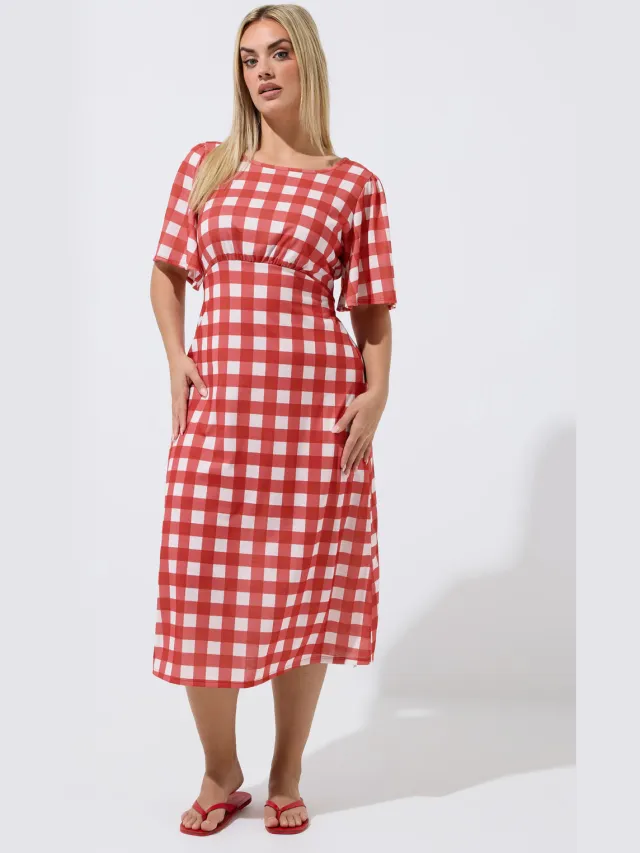 Limited Collection Rode Geruite Jurk Red