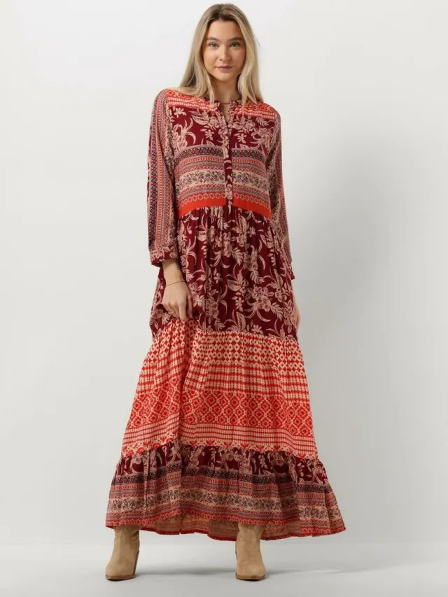 Lollys Laundry Neell Maxi Dress Ls Jurken Dames - Rok - Jurk - Rood