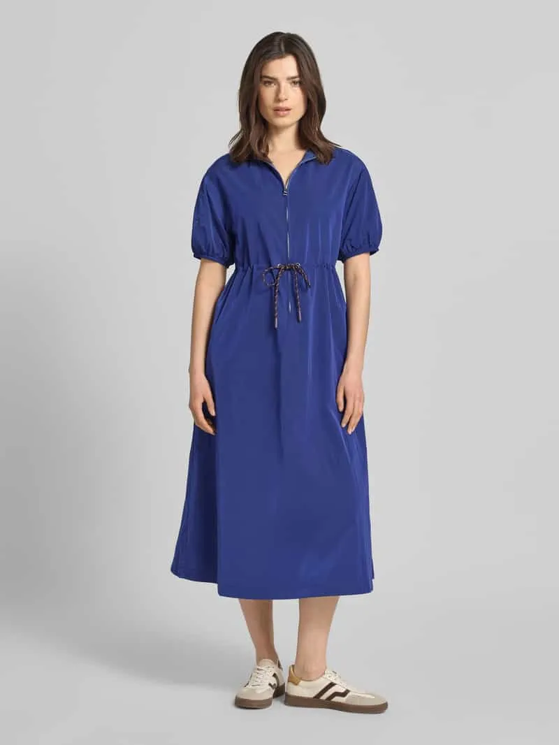 Rich & Royal midi-jurk met korte ritssluiting en trekkoord bij de taille Marineblauw