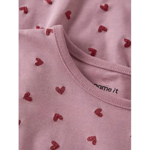NAME IT MINI korte jurk met hartjes roze, foto 3