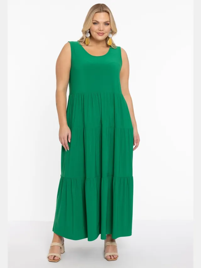 Yoek Jurk met ruches | Groen