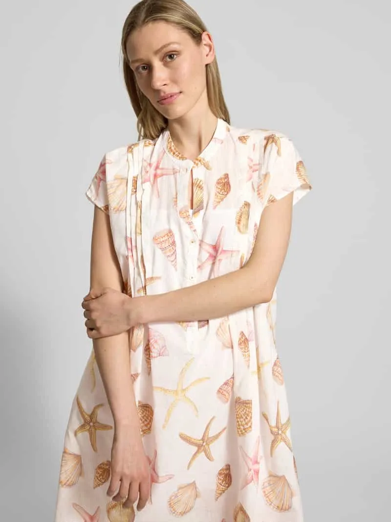 Emily Van den Bergh Knielange jurk met tuniekkraag ecru, foto 5