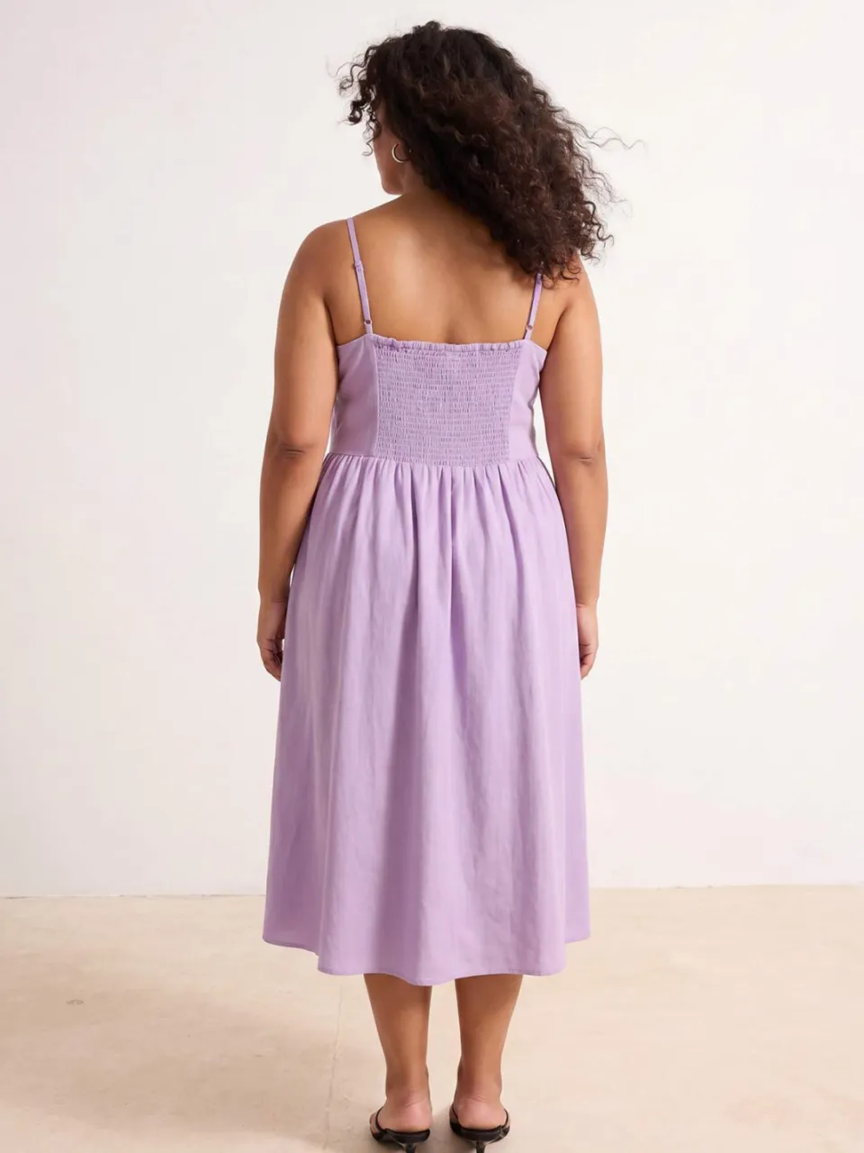 Trendyol Curve Dames Paars Effen Midi Mouwloos Casual A-lijn Grote maten Jurk, foto 2
