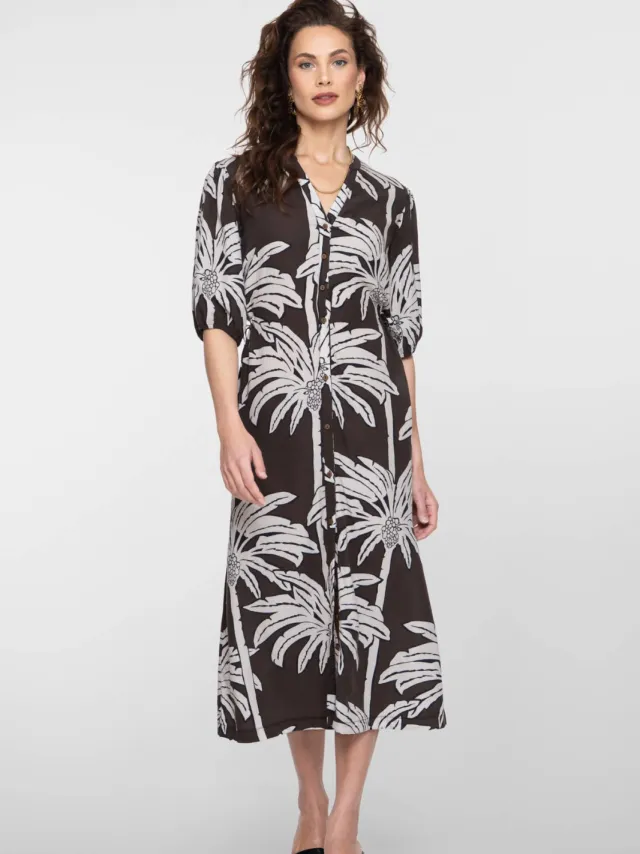 Geisha gebloemde blousejurk zwart Zwart/wit