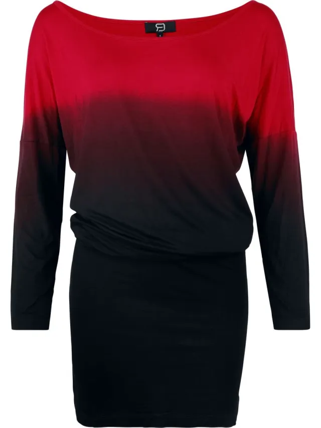 R.E.D. ROCK-ENGINEERED DESIGN Zwart/rood gradiënt korte jurk - Dames Zwart;Rood