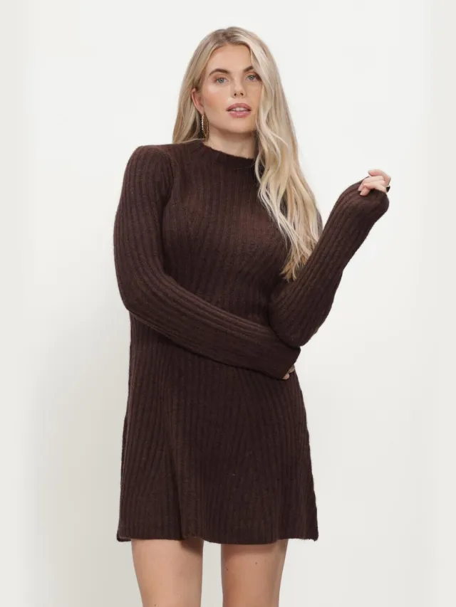 Y.A.S. YAS Dames Jurken Yasdolly Ls Knit Dress - Bruin