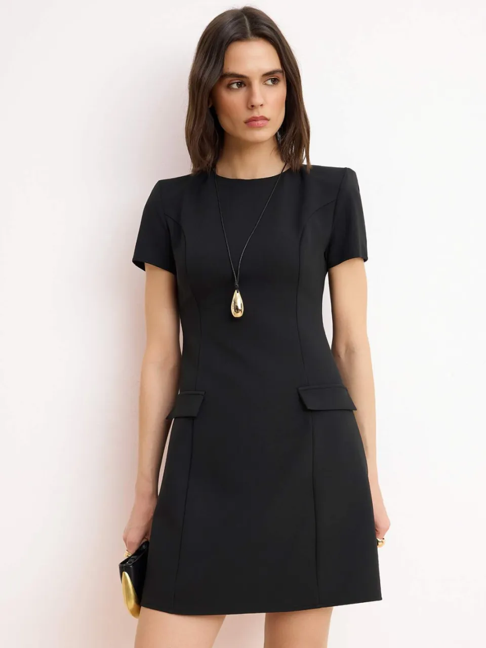Trendyol TRENDYOLMİLLA Dames Zwart Effen Kort / Mini Kort A-lijn Jurken