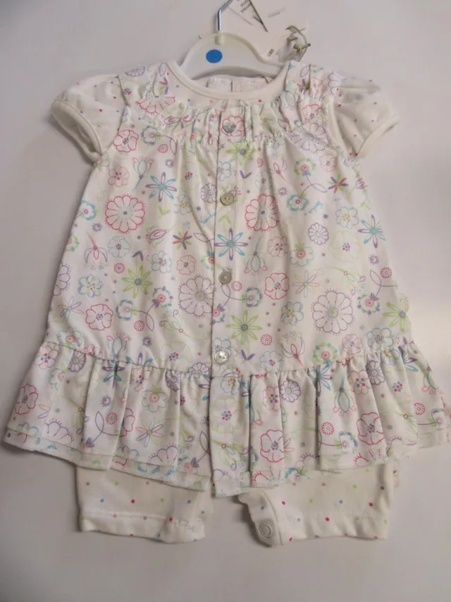 Noukie's , jurk + combi , korte mouw , stip, bloem , 3 maand 62 wit ,