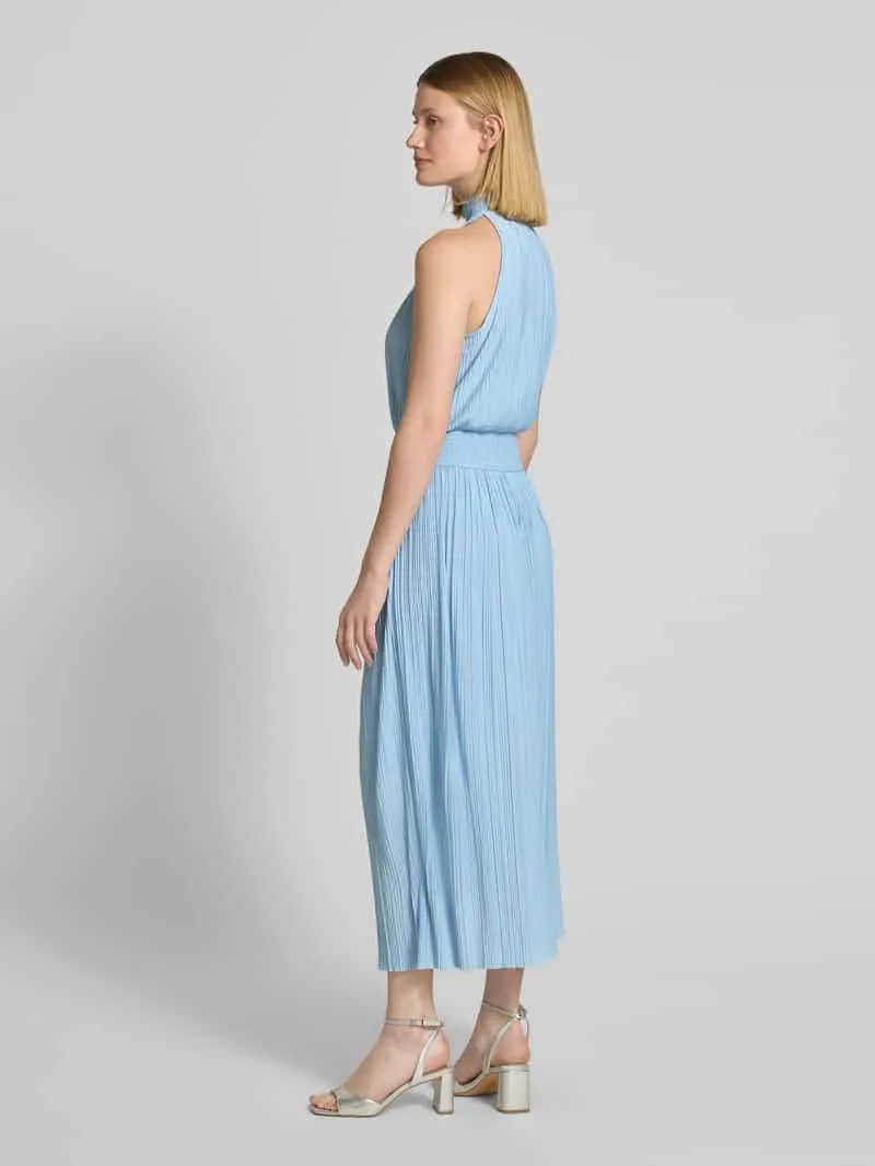 Samsøe Samsøe Midi-jurk met opstaande kraag en elastische tailleband, model 'UMA' lichtblauw, foto 3