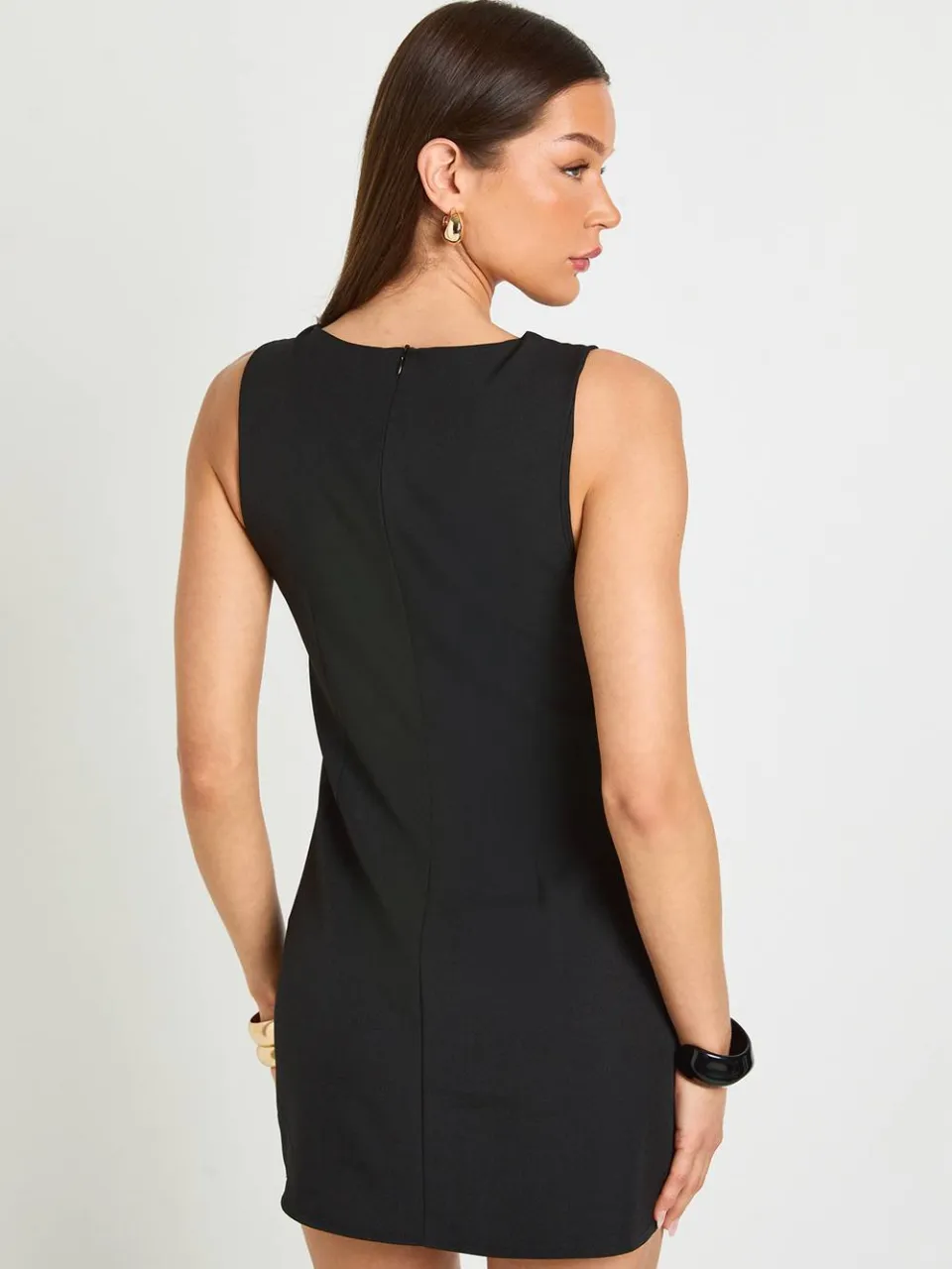 boohoo Dames Geweven Shift Jurk Met Strikdetail zwart, foto 3