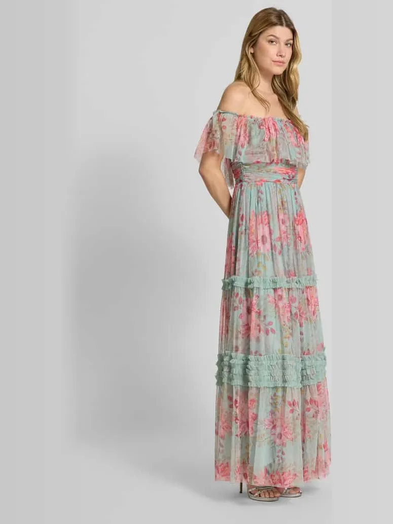 Lace & Beads Avondjurk met vierkante hals lichtblauw, foto 4
