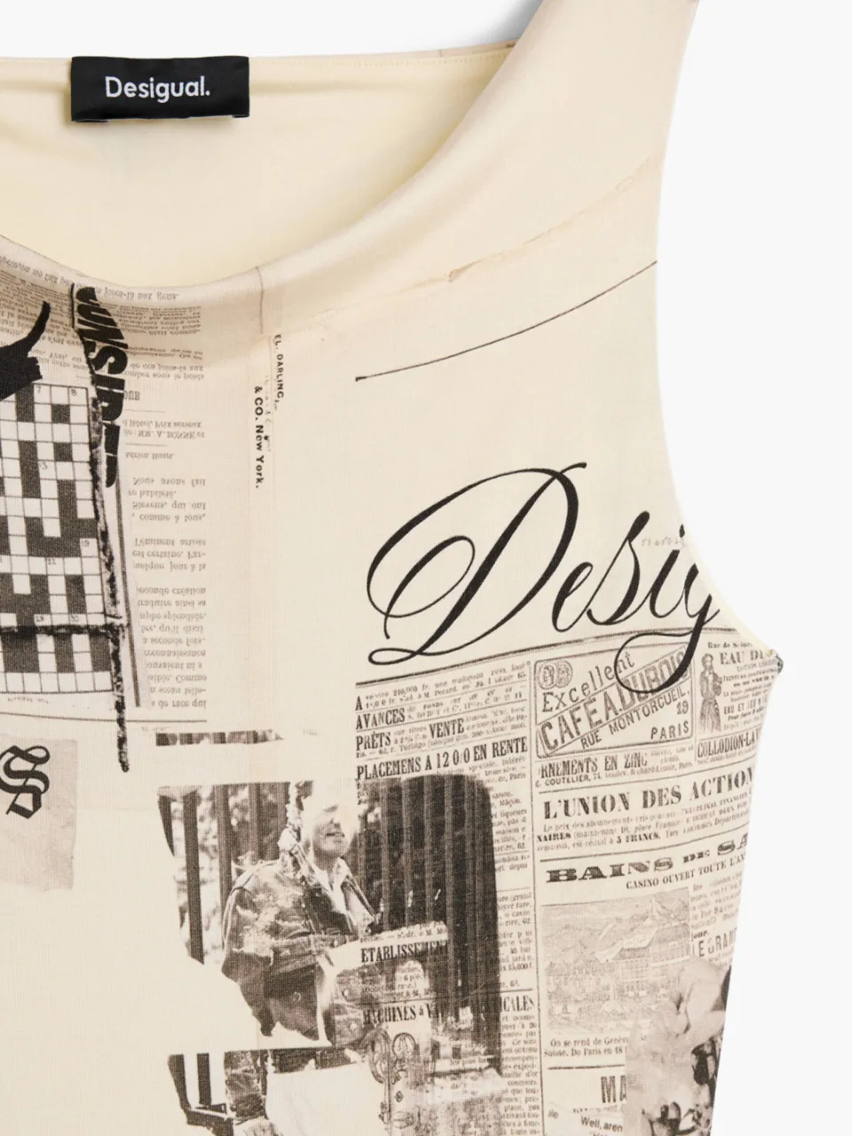 Desigual midi jurk met print - ecru, foto 4