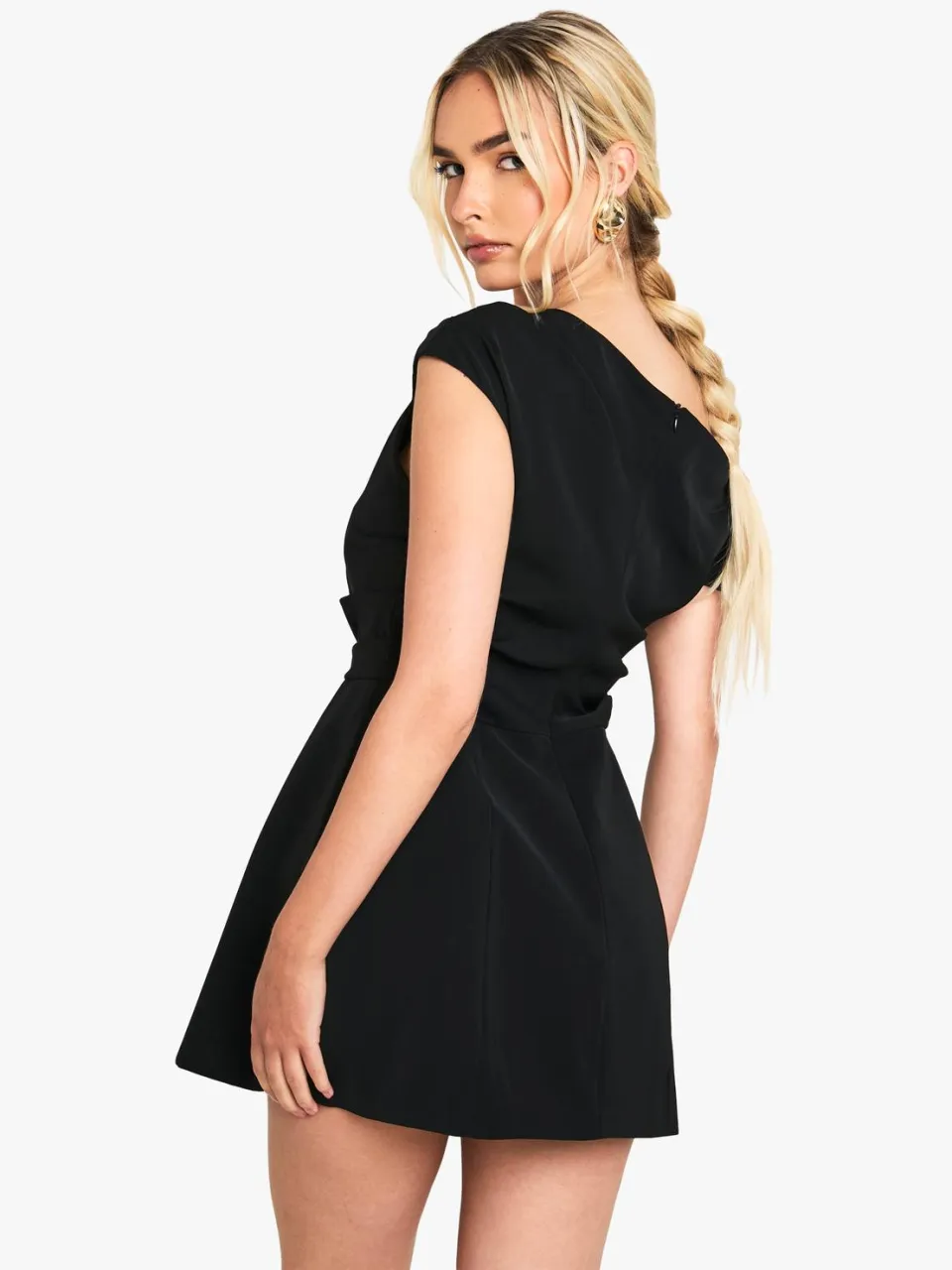boohoo Dames Asymmetrische Drape Op Maat Gemaakte Mini Jurk zwart, foto 2