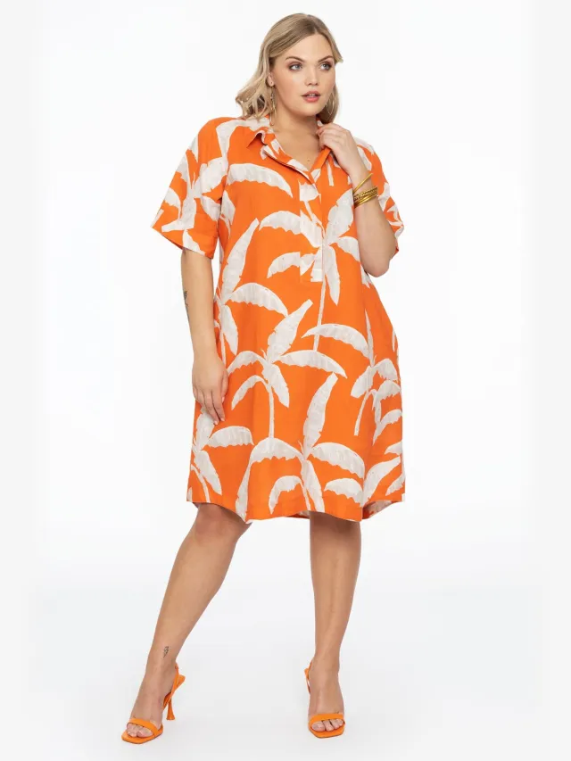 Yoek Jurk met kraag PALM TREE | Oranje, foto 2