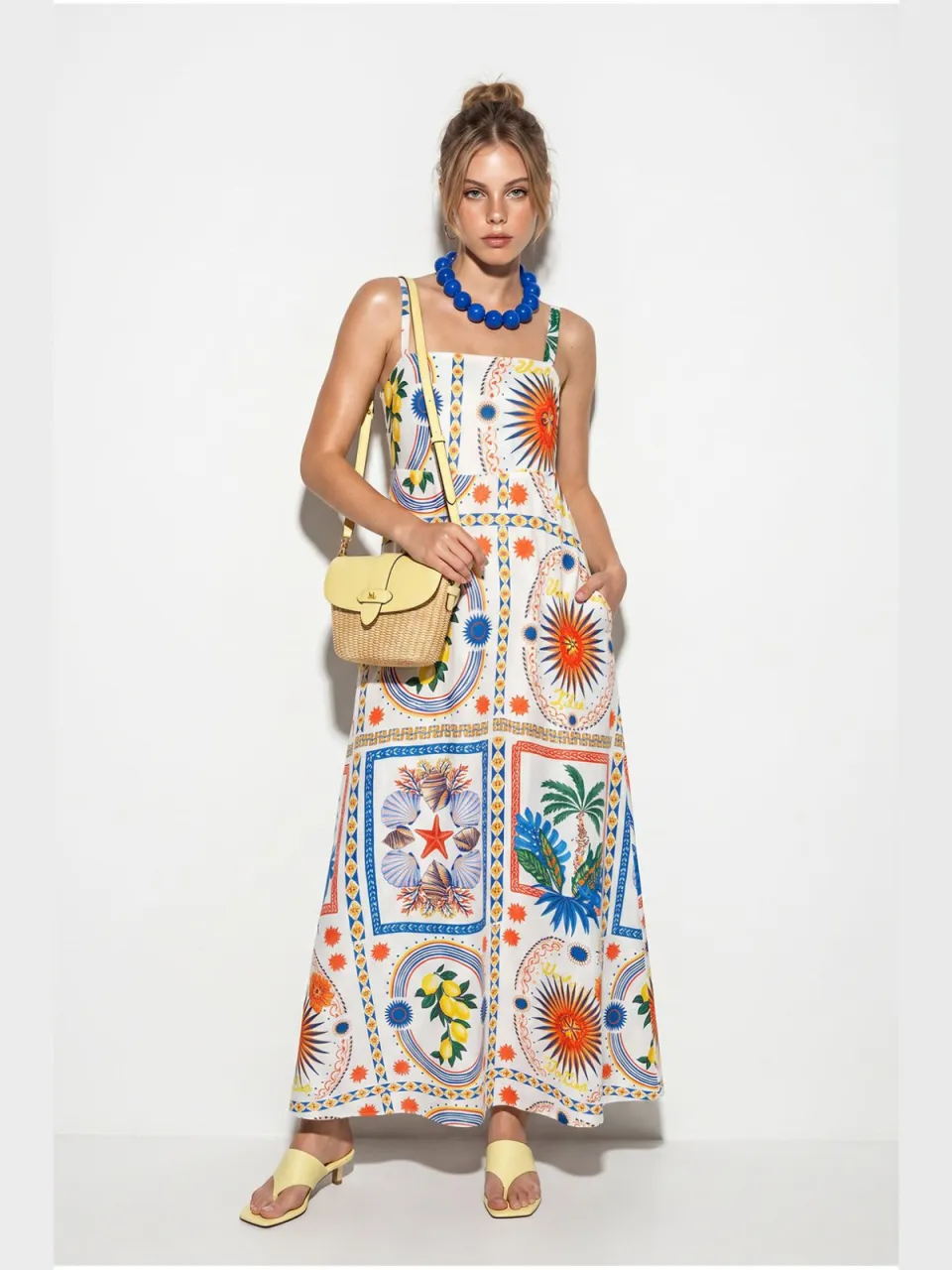 Bianco Lucci Mouwloze maxi-jurk met print en vierkante hals veelkleurig, foto 2
