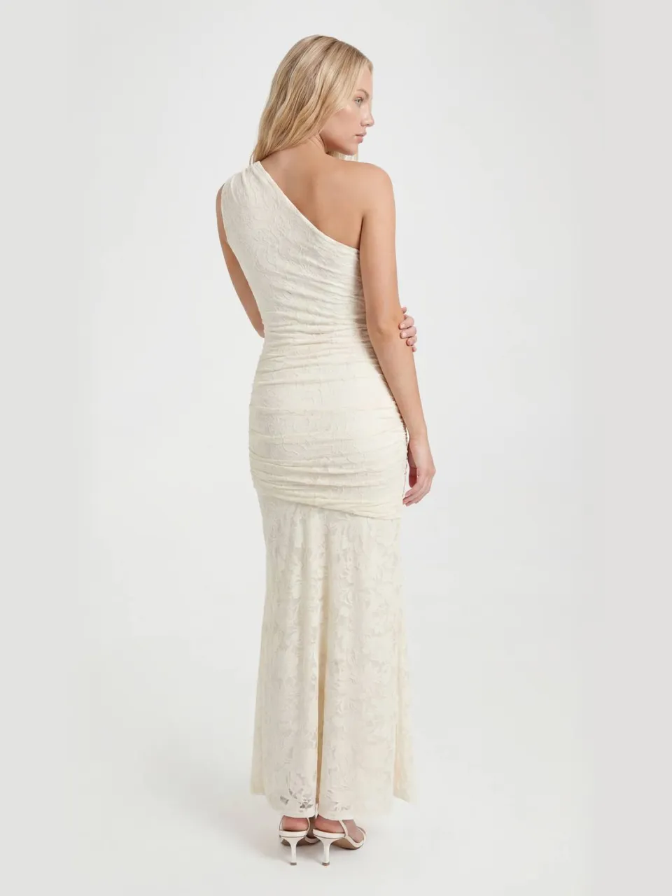 boohoo Dames Burnout Bloemen Asymmetrische Hals Maxi Jurk ivoor, foto 2