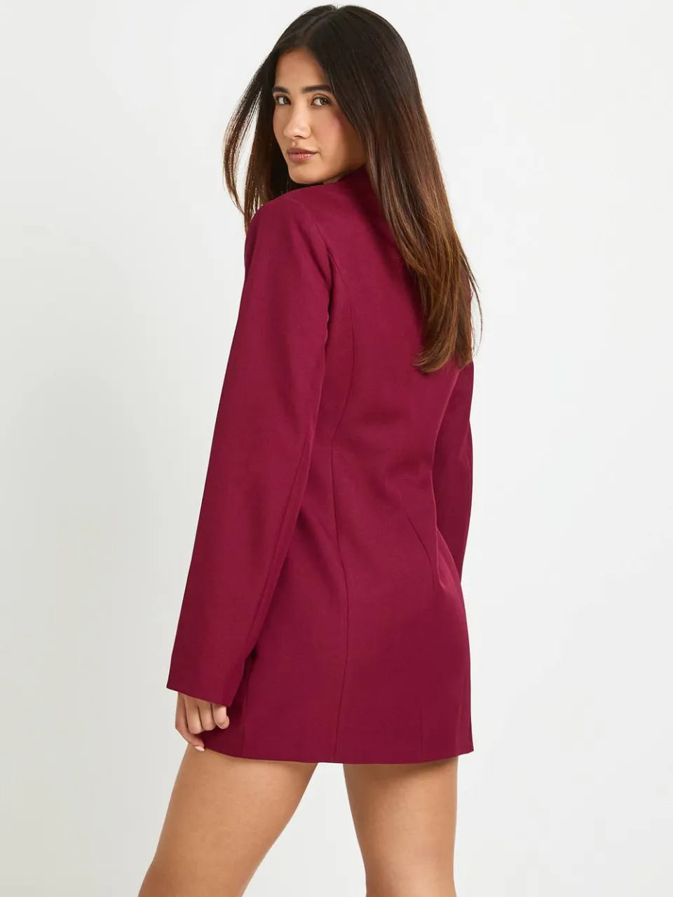 boohoo Dames Getailleerde Jurk Met Overslag En Verborgen Knopen bordeaux rood, foto 2