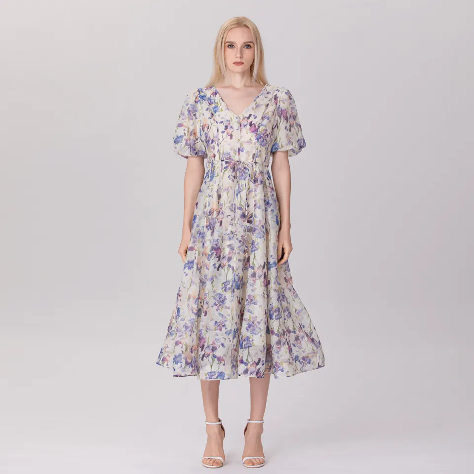 Smart & Joy Fit-and-flare thee-organza-jurk met bloemenprint veelkleurig, foto 2
