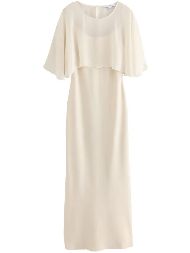 Next Dames - Lange Cape-jurk voor bruidsmeisjes en bruiloftsgasten - Naturel Cream