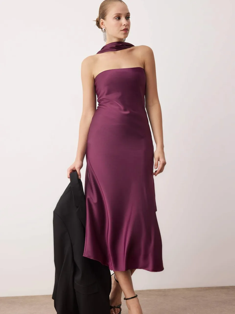 Turkishsouq Paarse, rechte, mouwloze maxi-jurk voor dames, chique/avondjurk