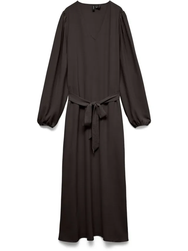 Vero Moda VMALVA LS V-NECK LONG DRESS WVN - Dames - Maxi jurken chocolate torte