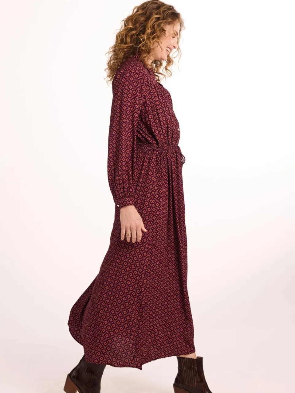 Didi blousejurk met print - donkerrood, foto 4