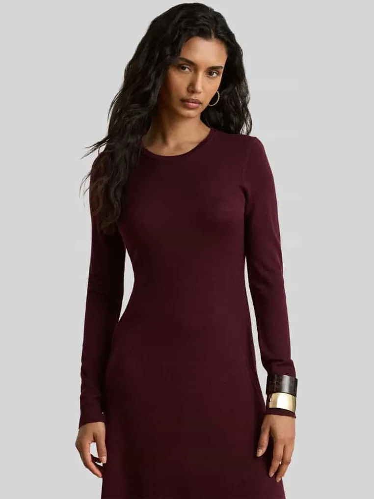 Lauren Ralph Lauren A-lijn vrijetijdsjurk van pure wol model 'VORLEY' roestrood, foto 4
