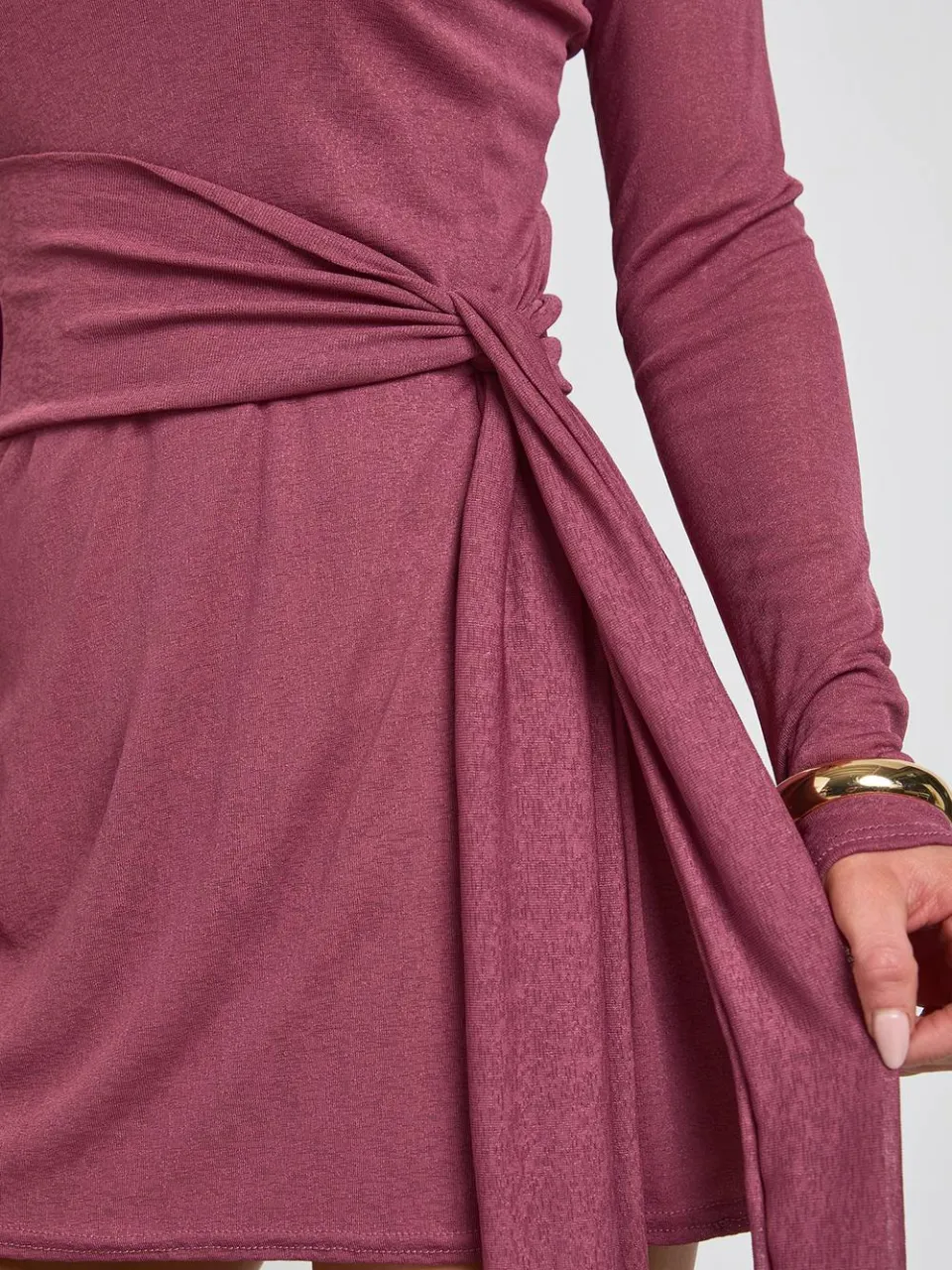 boohoo Dames Getextureerde Mesh Jurk Met Strikceintuur En Wijduitlopende Mouwen rozenkleurig, foto 2