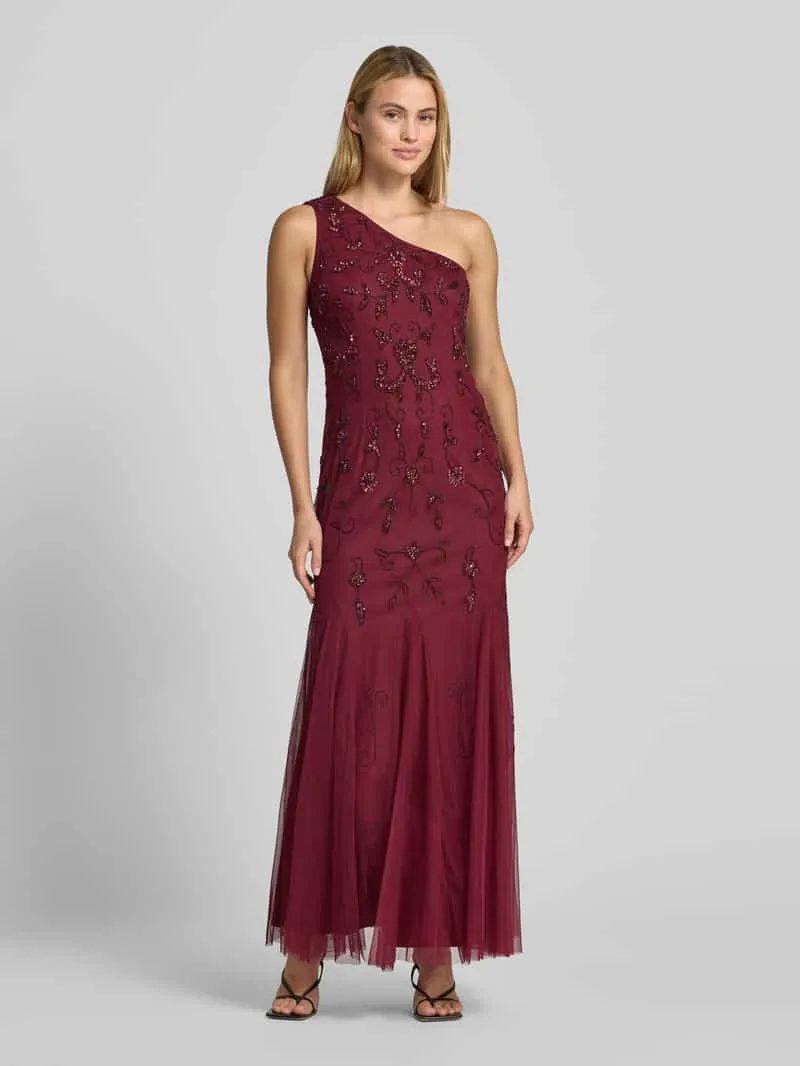 Adrianna Papell Regular fit avondjurk met siersteentjes Donkerrood