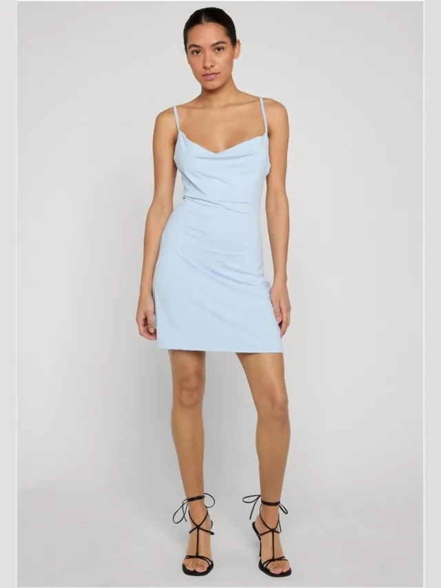 Urban Classics Waterfall Neckline Mini jurk - L - Blauw