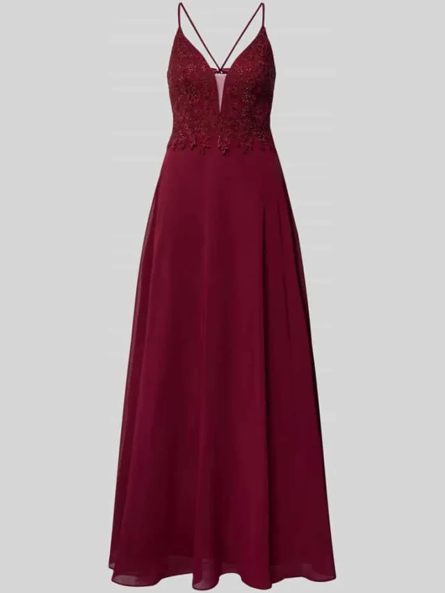 LUXUAR FASHION Avondjurk met florale siersteentjes bordeaux, foto 2