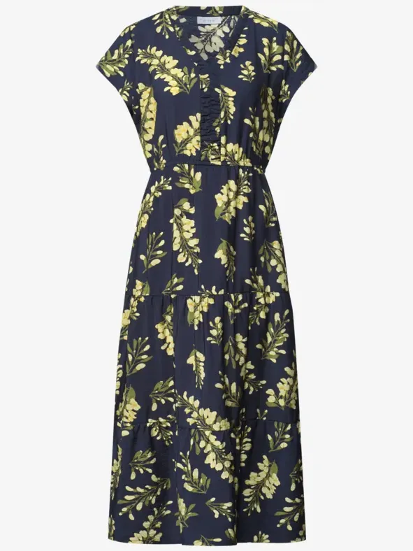 Street One Studio Midi-jurk met V-hals en volants geel|multicolor|blauw, foto 3