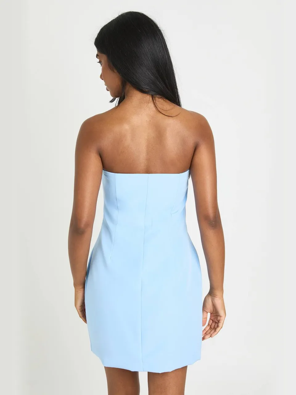 boohoo Dames Bandeau Mini Jurk Met Knoopsluiting pastelblauw, foto 3
