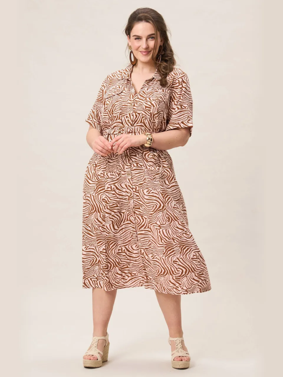 Miss Etam Plus blousejurk oranje, foto 4