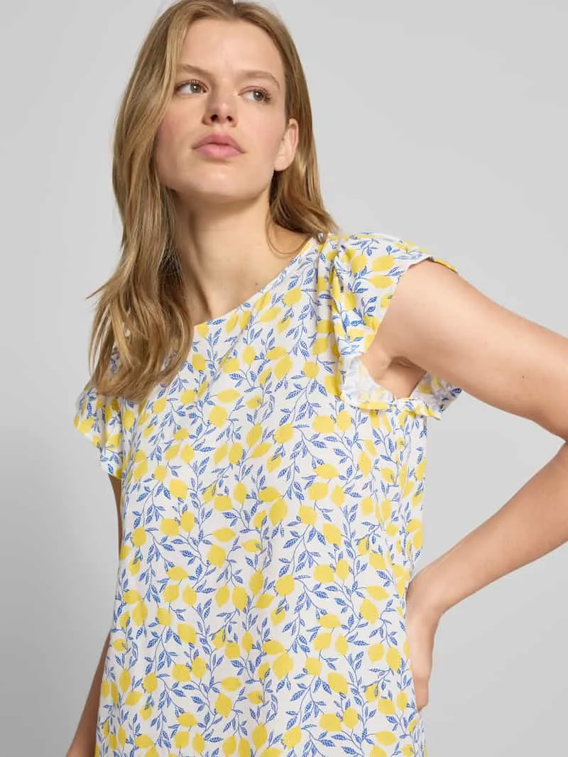 Pieces regular fit zomerjurk van zuivere viscose model 'BARRI' lichtgeel gemêleerd, foto 5