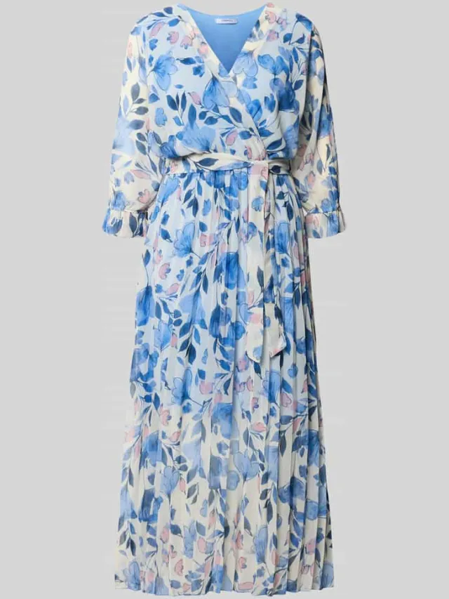 ZABAIONE Midi-jurk in all-over look met Strikceintuur oceaanblauw, foto 2